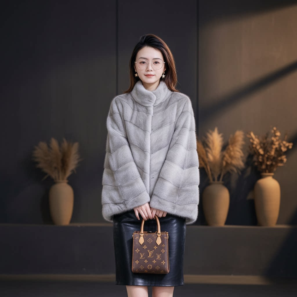 进口整貂皮大衣中青年皮草外套女短款时尚洋气冬新款