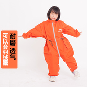 全身防水连体罩衣儿童防脏爬服时尚 宝宝吃饭涂鸦画画速干衣 收腰款