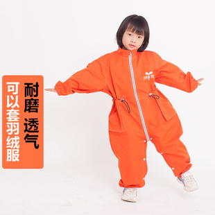 全身防水连体罩衣儿童防脏爬服时尚收腰款宝宝吃饭涂鸦画画速干衣