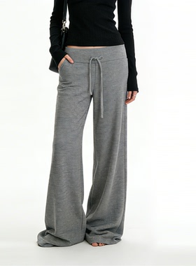 Bclz秋季松弛慵懒感百搭细条纹松紧腰高腰休闲裤长裤26春夏新品