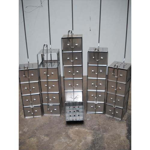 液氮罐不锈钢抽屉式提篮提桶吊架吊篮 5层25格125口径冻存细胞用