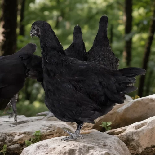 快下蛋纯种五黑母鸡活体绿壳蛋鸡青年五黑母鸡乌骨鸡3只京东包邮