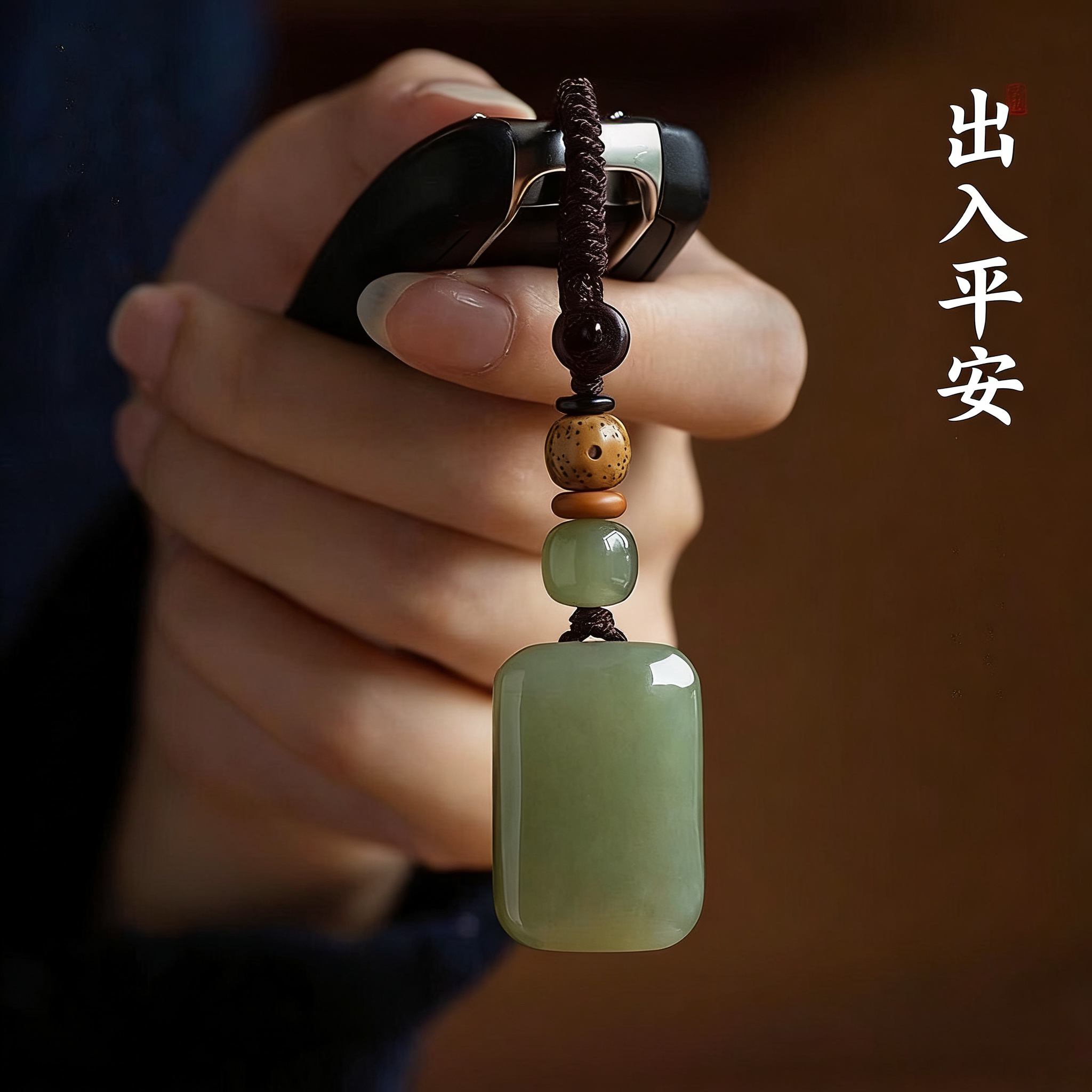 平安无事牌汽车钥匙扣电动车钥匙链挂件精致原创高档男女礼物饰品