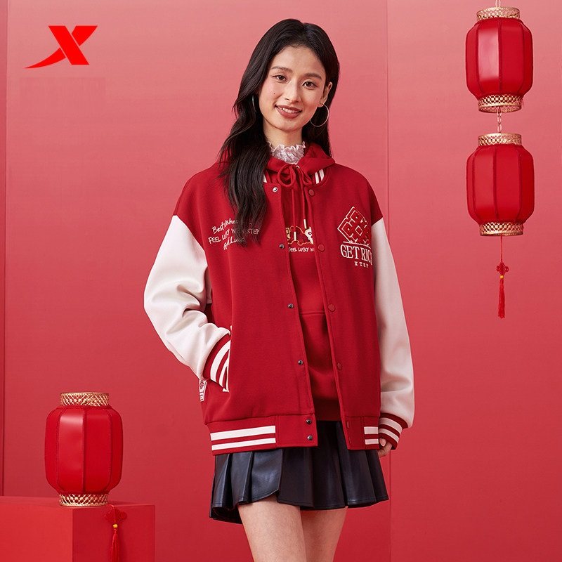 特步加绒外套男款2026春季新年款耐磨立领棒球服外套974127060419