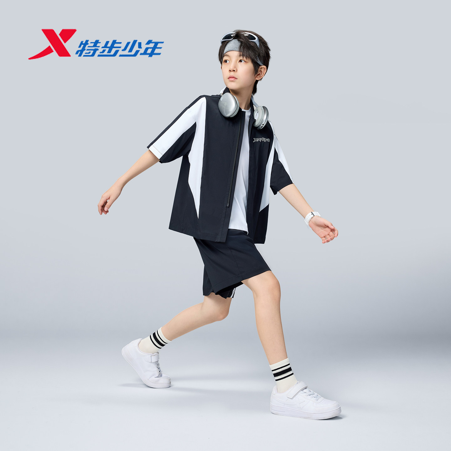 特步儿童男童衬衫短袖POLO衫2026夏季款大童宽松上衣674225808465