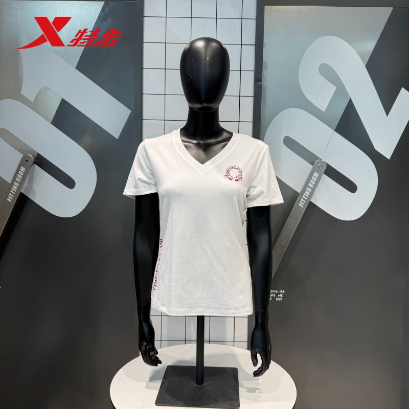 特步短袖t恤女款2026夏季新款冰丝速干短款上衣T恤974228010382