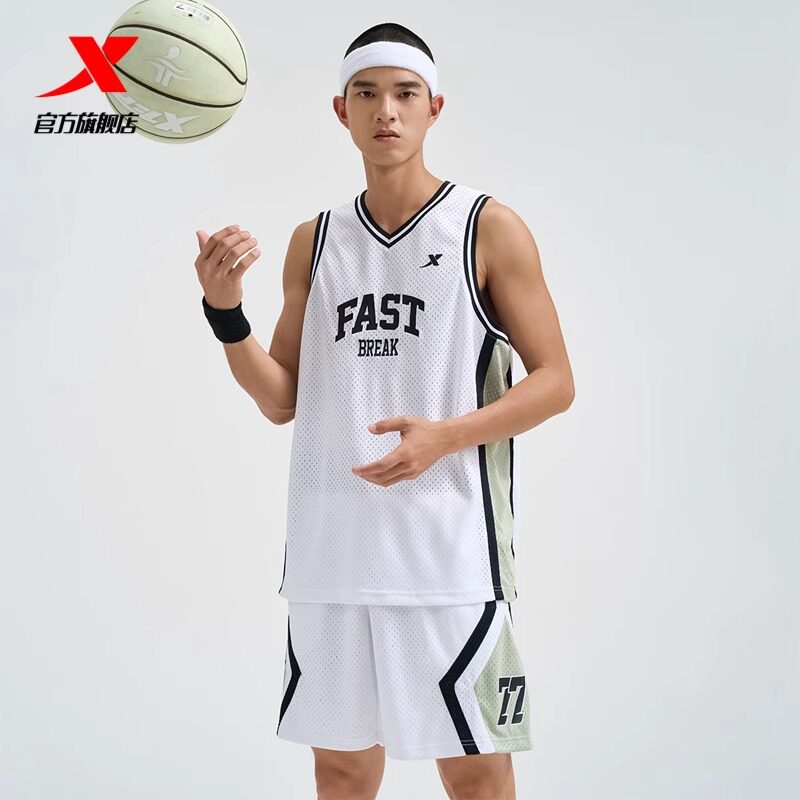 XTEP 농구 슈트 2024 여름 새로운 패션 조끼 얼음 실크 속건성 게임 유니폼 976229680015