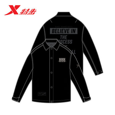 特步长袖运动衬衫男2026春季新款宽松休闲运动上衣9741296D0339