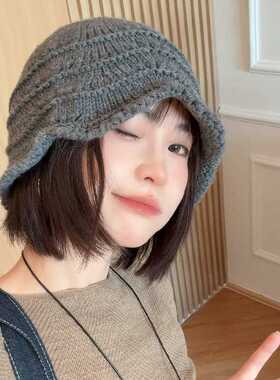 柔桑集秋冬复古花边包头针织渔夫帽子毛线帽时髦套头冷帽潮