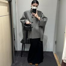 ZhangSutong 毛呢外套女2025秋冬新款短款宽松高级感灰色羊毛大衣