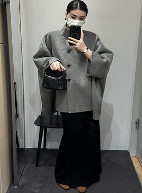 ZhangSutong 毛呢外套女2025秋冬新款短款宽松高级感灰色羊毛大衣