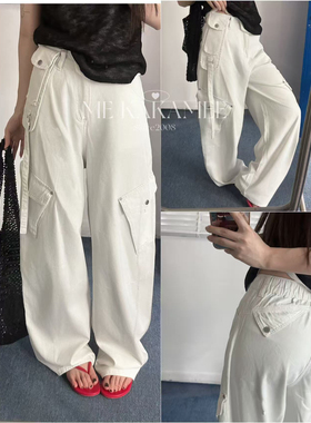 KAKAMEE-夏季新品美式剪裁口袋工装牛仔裤A2752