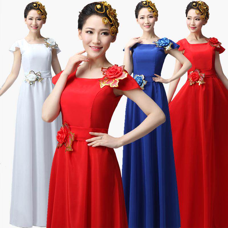 容悦公主新大合唱演出服七一红歌舞台党歌大合唱服团体合唱表演服