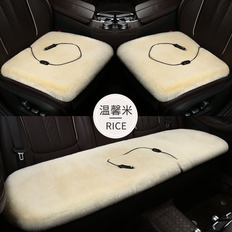 新能源usb毛绒冬季汽车速热V12车载座椅车用点烟器兔毛座垫电加热