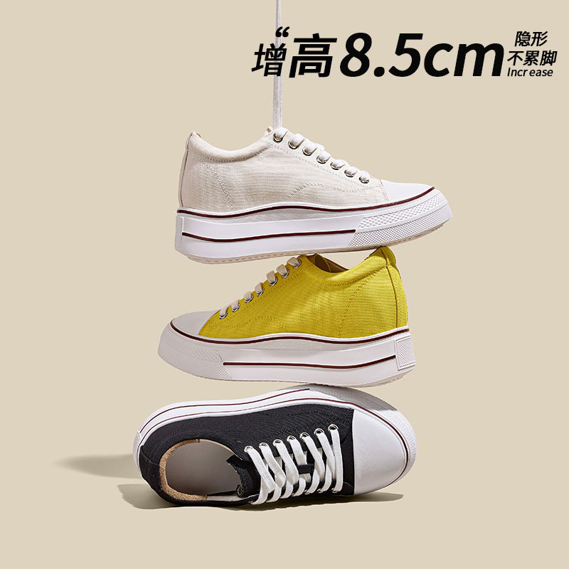 8.5cm内增高帆布鞋女2026