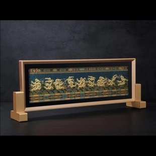 汤镇玮老师推荐九龙镇国宝故宫九龙壁现代家居办公摆件金箔画框礼