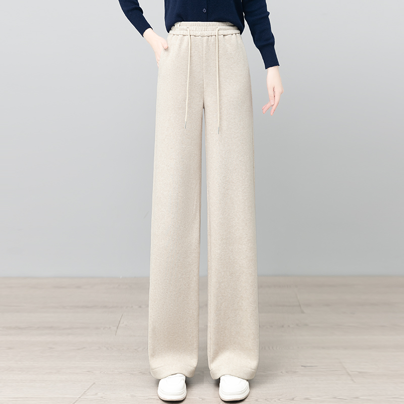 直筒毛呢阔腿裤女2025秋冬季新款