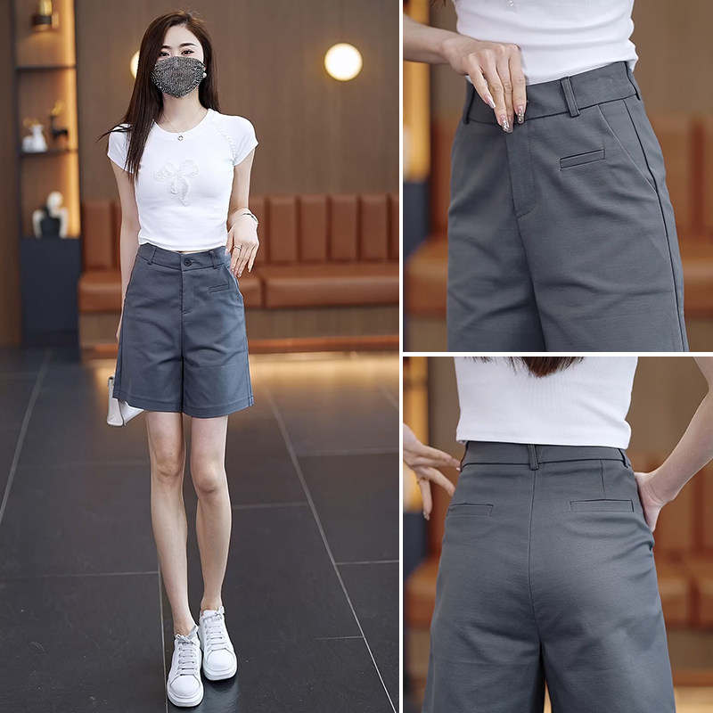 西装短裤女夏季新款高腰显瘦宽松休闲直筒裤子夏天薄款阔腿五分裤