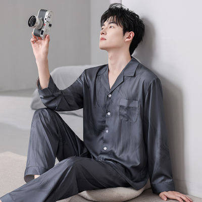 高级感长袖冰丝2025新款男士睡衣