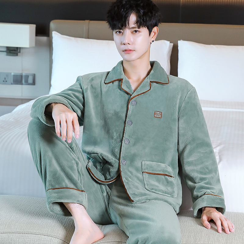 长袖加厚男士秋冬季新款睡衣套装