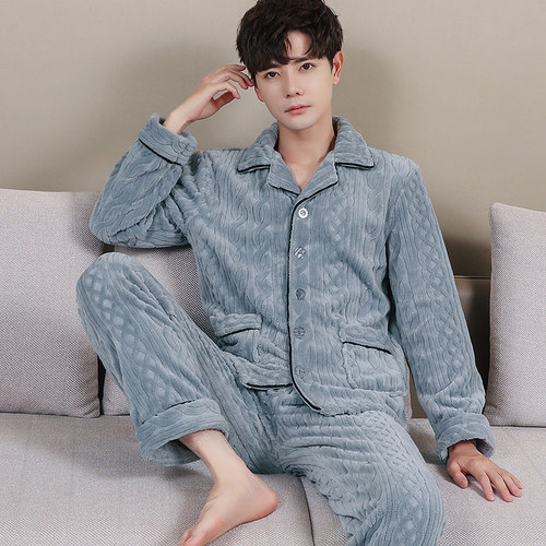 男款珊瑚绒加厚保暖秋冬新款睡衣