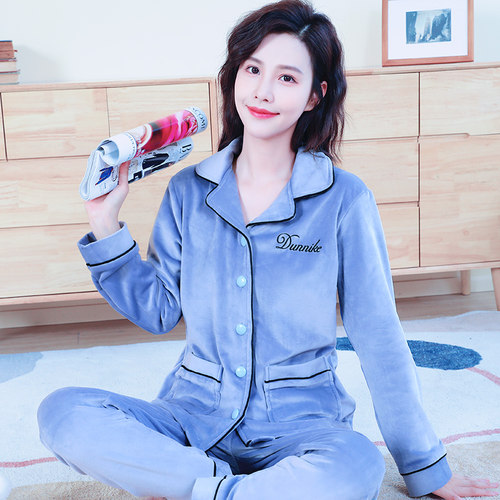 睡衣女秋冬季长袖加厚保暖可外穿
