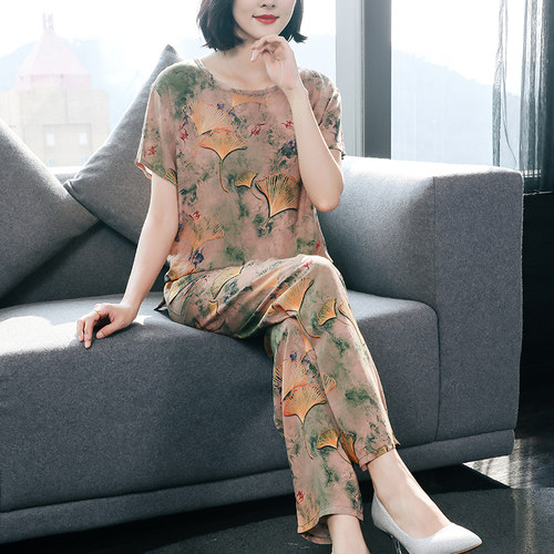 女士棉绸可外穿睡衣套装
