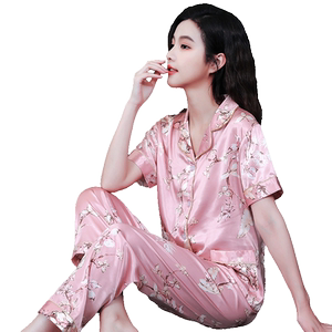 女士薄款冰丝女人新款睡衣夏季