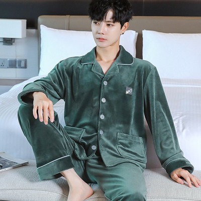 加厚海岛绒男士秋冬季新款睡衣