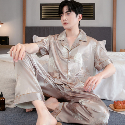 夏季冰丝大码宽松薄款男士睡衣