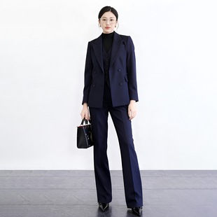 职业装西装套装女高级感宝石蓝2026新款职业通勤正装穿搭显高显瘦