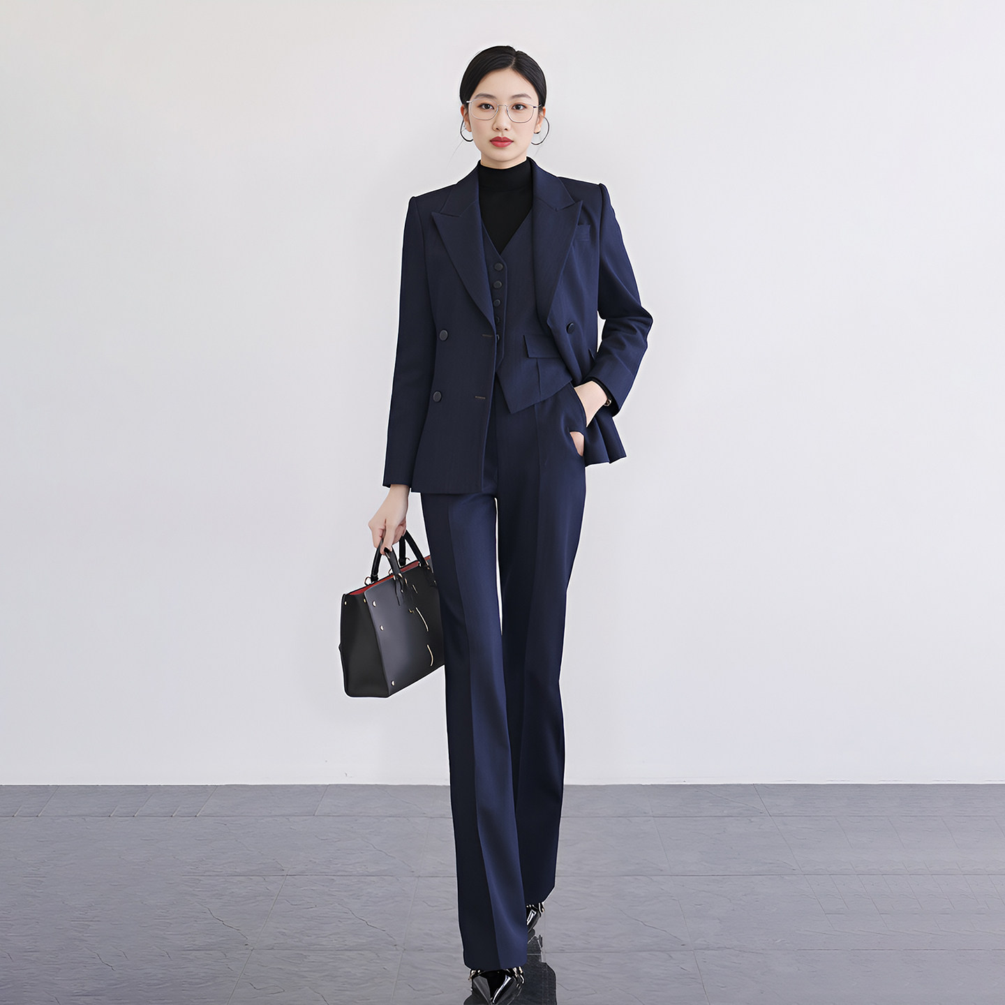 职业装西装套装女高级感宝石蓝2026新款职业通勤正装穿搭显高显瘦