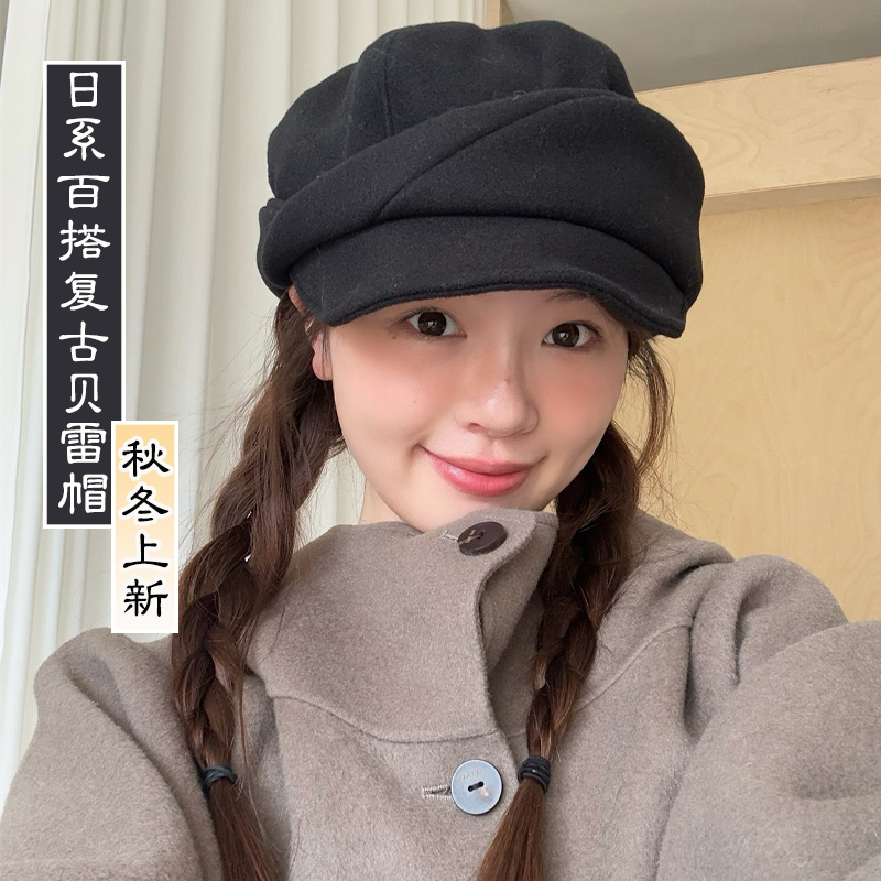 明星同款报童帽假发仿真人