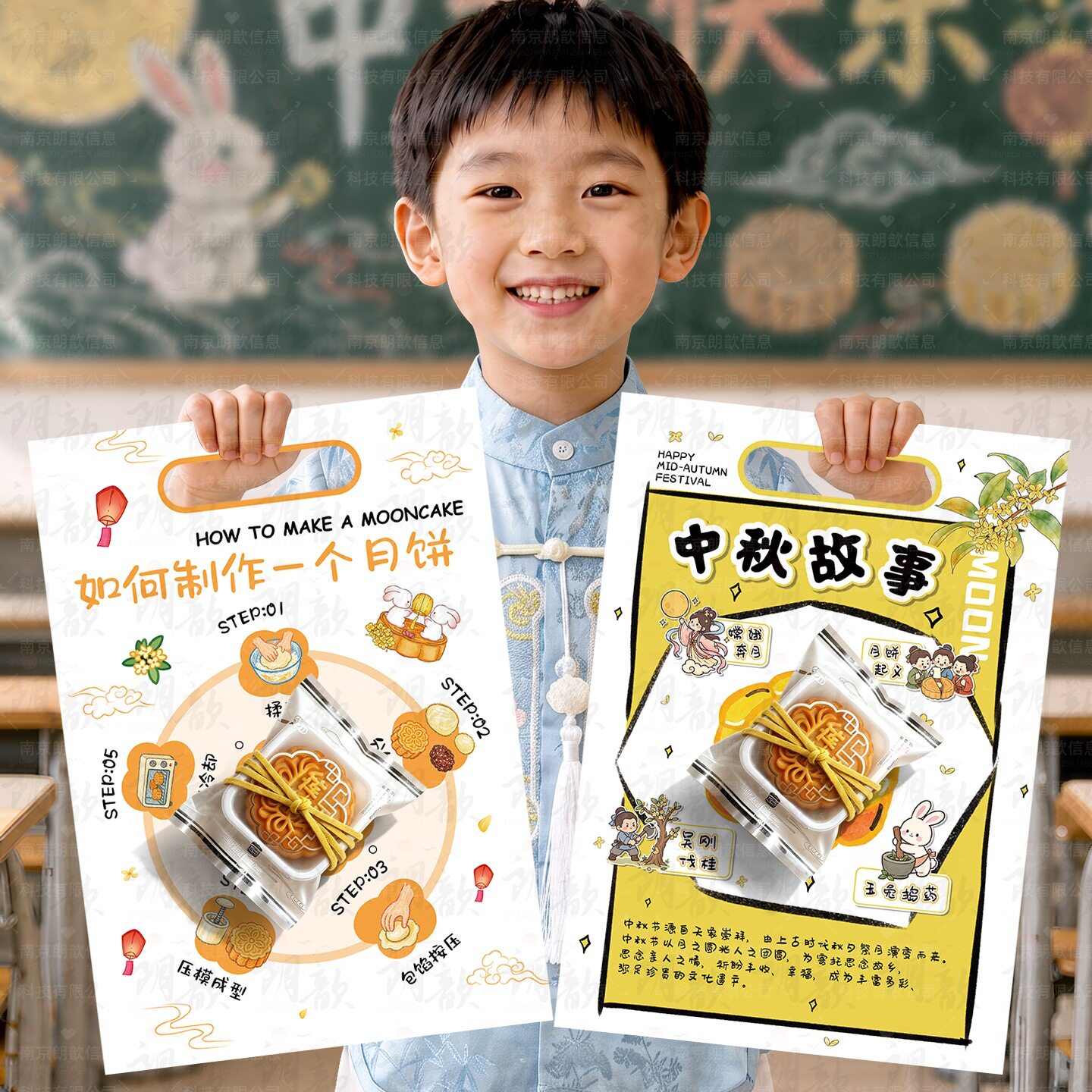 中秋幼儿园手提月饼卡片仪式感