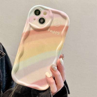 彩虹笑脸适用iPhone15手机壳苹果