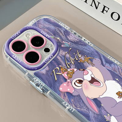紫色小兔适用iPhone16promax手机