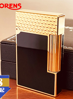 品牌源自瑞士THORENS托伦斯朗声气体打火机创意黄铜精雕砂轮钢音