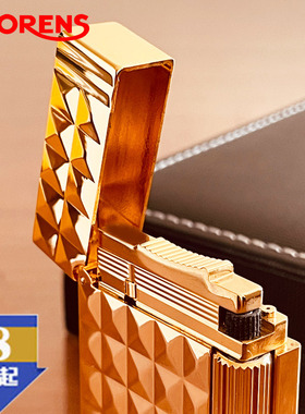 品牌源自瑞士THORENS托伦斯朗声气体打火机个性创意黄铜精雕钢音