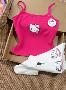 Barbiegirl夏季新品高弹女背心修身高腰辣妹纯欲百搭kitty吊带