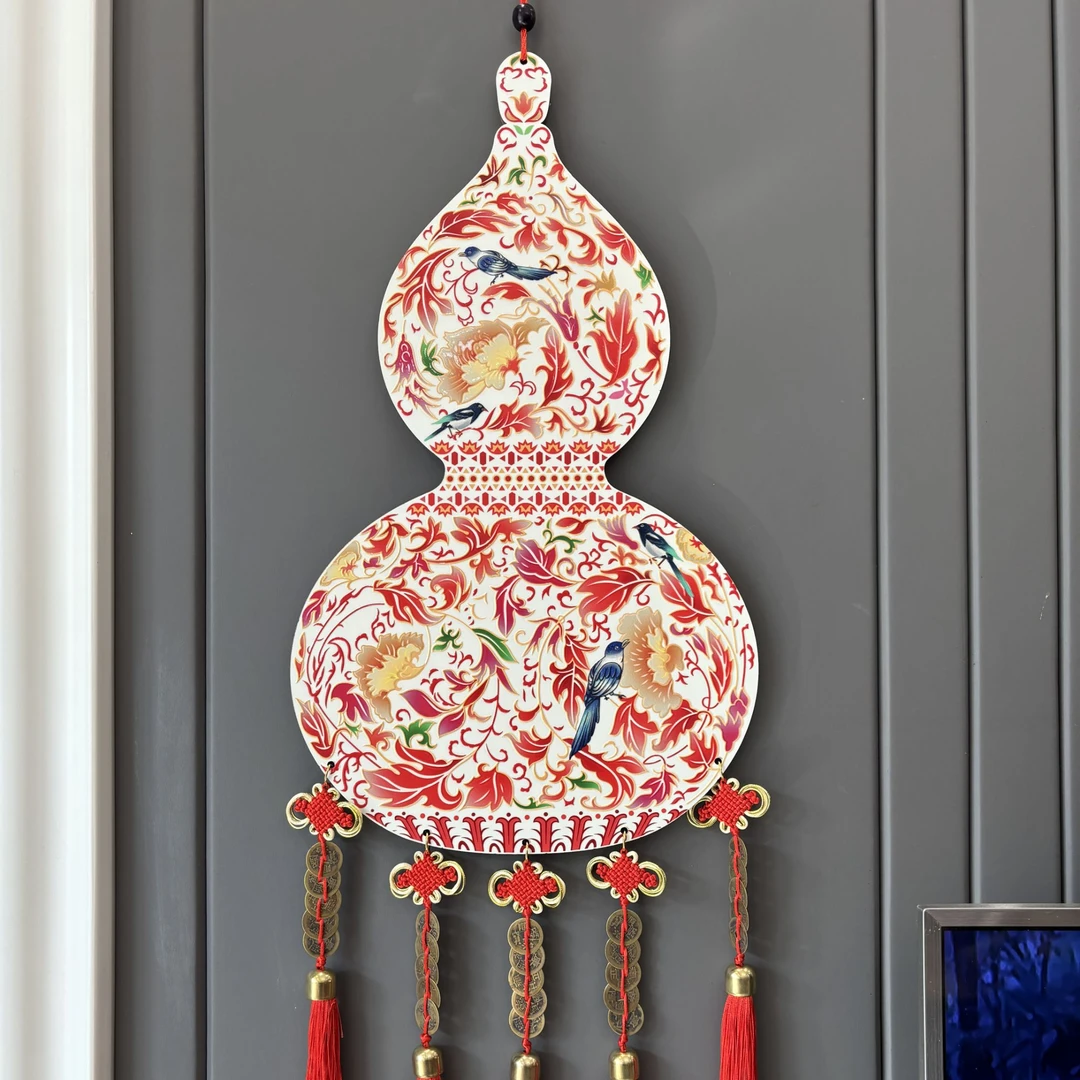 实木葫芦中国结福禄临门挂饰