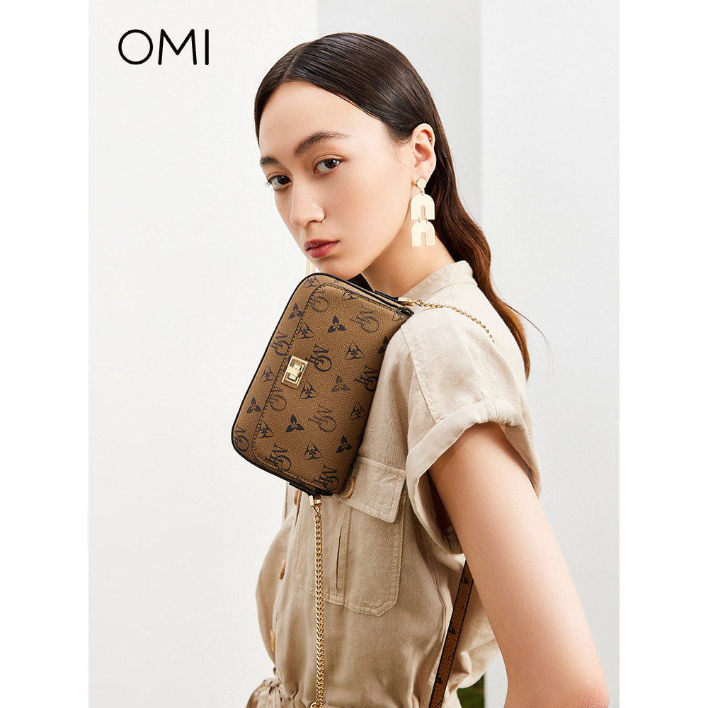 欧米OMI女包2026新款链条小方包韩版复古印花时尚ins单肩斜挎小包