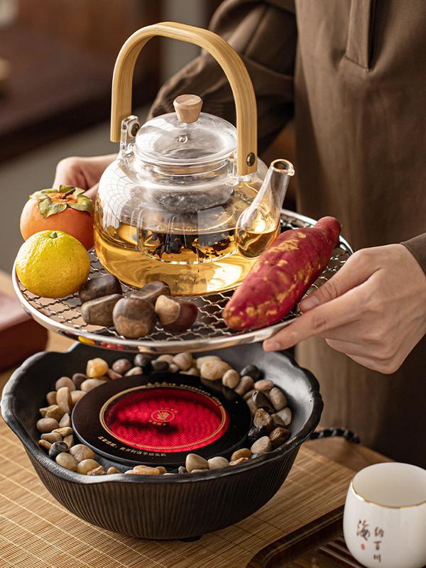 空蝉围炉煮茶全套电陶炉整套玻璃蒸煮茶壶套装茶具室内煮茶器电炉