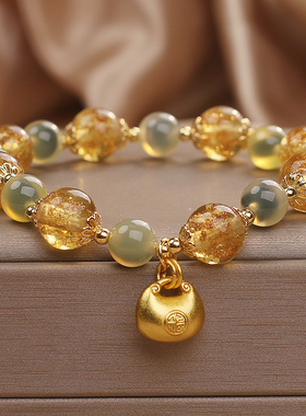 天然黄水晶福袋手链女轻奢小众