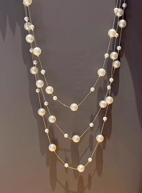 珍珠毛衣链女长款配饰气质