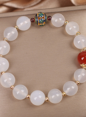 原创设计白色玛瑙珠手