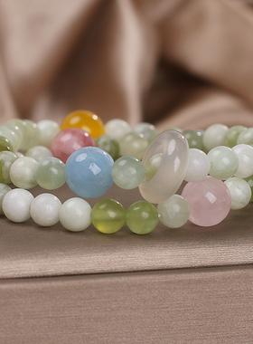 夏日小清新青提奶盖天然岫玉手链