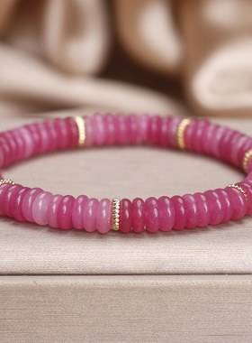 天然红色碧玺盘珠手链女款轻奢