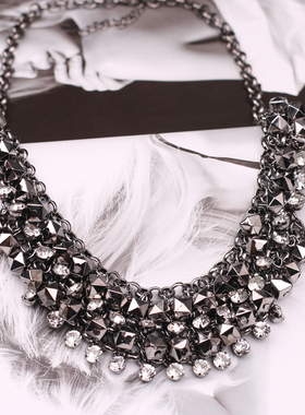 欧美饰品夸张多层闪钻女挂件短款