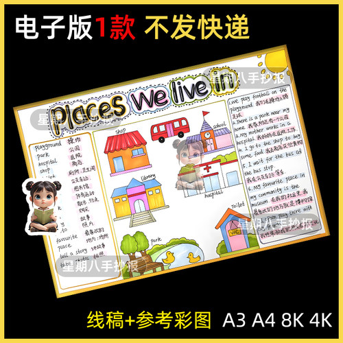 Places we live in四年级上册第三单元我们居住的地方英语手抄报