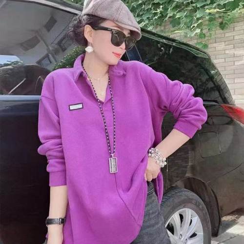 欧洲站POLO领秋冬季纯棉复古时尚卫衣女宽松显瘦洋气长袖上衣女潮